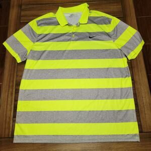 Nike Standard Fit Neon Yellow & Grey Golf Polo - Size XXL